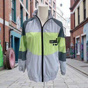 Zara Kids Windbreaker Jacket Colorblock Neon‎ Retro Y2K Streetwear Size 11 12